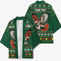 Personalized Radnorshire Wales Christmas Kimono Red-Tailed Hawk Design - Wonder Print Shop