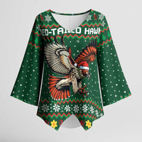Personalized Radnorshire Wales Christmas Kimono Sleeve Blouse Red-Tailed Hawk Design - Wonder Print Shop