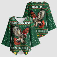 Personalized Radnorshire Wales Christmas Kimono Sleeve Blouse Red-Tailed Hawk Design - Wonder Print Shop