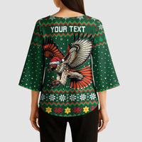 Personalized Radnorshire Wales Christmas Kimono Sleeve Blouse Red-Tailed Hawk Design - Wonder Print Shop