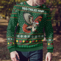 Personalized Radnorshire Wales Christmas Ugly Christmas Sweater Red-Tailed Hawk Design - Wonder Print Shop