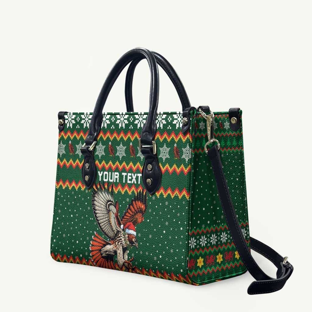 Personalized Radnorshire Wales Christmas Leather Bag Red-Tailed Hawk Design - Wonder Print Shop