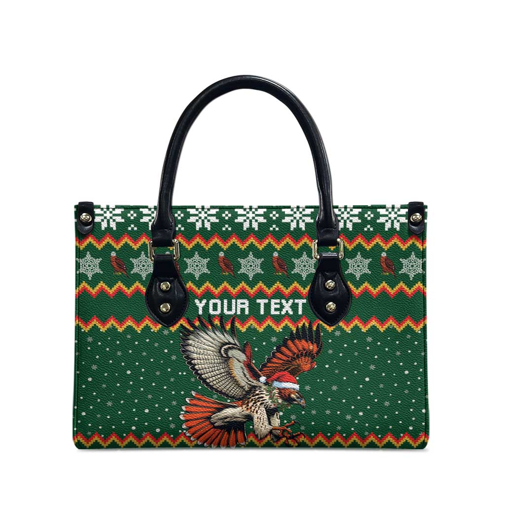 Personalized Radnorshire Wales Christmas Leather Bag Red-Tailed Hawk Design - Wonder Print Shop