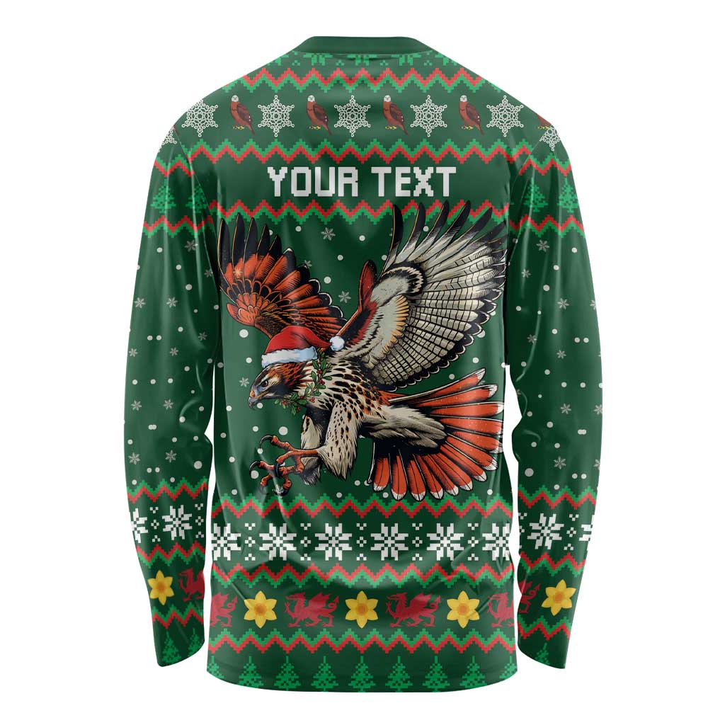 Personalized Radnorshire Wales Christmas Long Sleeve Shirt Red-Tailed Hawk Design - Wonder Print Shop