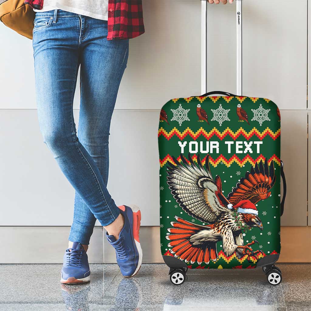 Personalized Radnorshire Wales Christmas Luggage Cover Red-Tailed Hawk Design - Wonder Print Shop