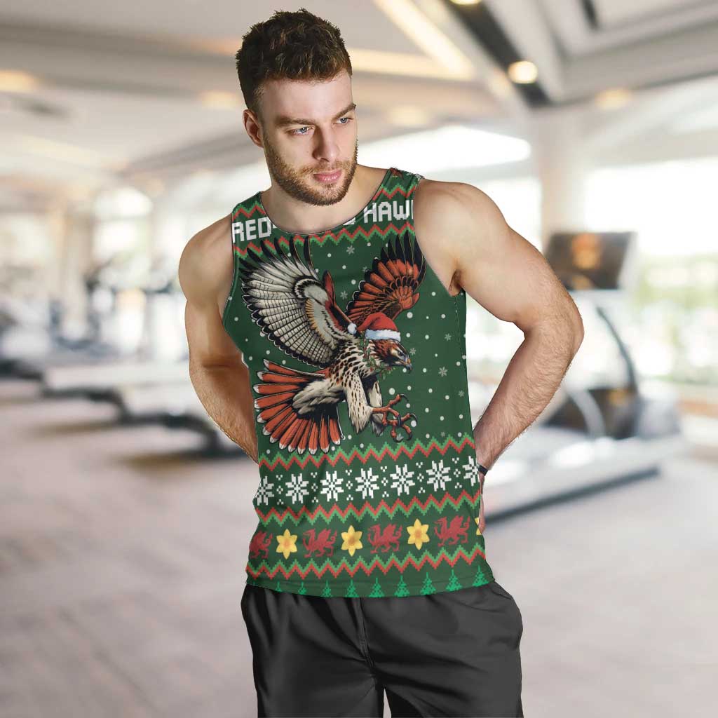 Personalized Radnorshire Wales Christmas Men Tank Top Red-Tailed Hawk Design - Wonder Print Shop