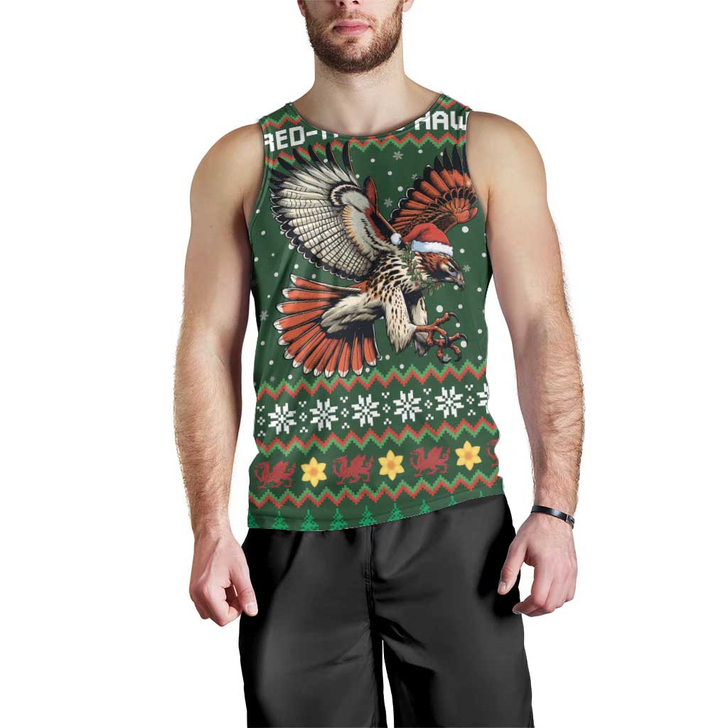 Personalized Radnorshire Wales Christmas Men Tank Top Red-Tailed Hawk Design - Wonder Print Shop