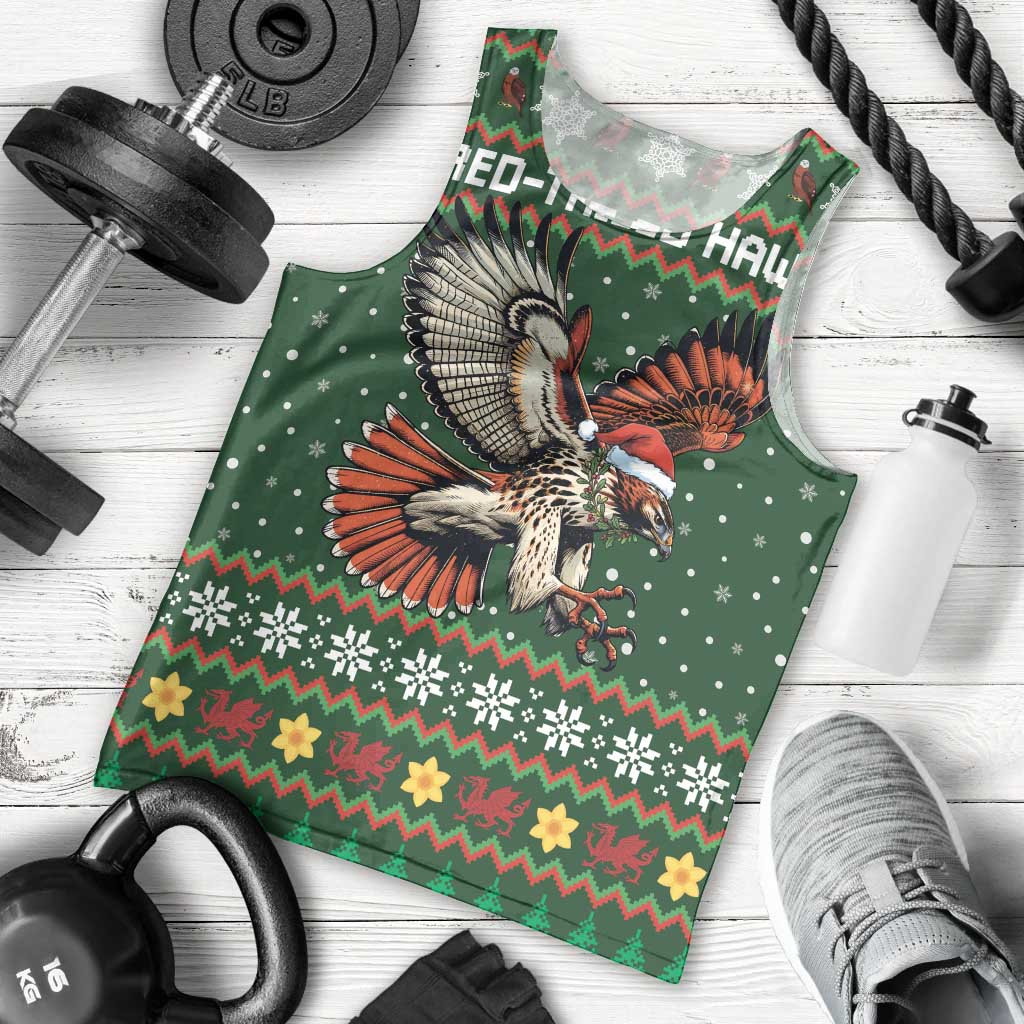 Personalized Radnorshire Wales Christmas Men Tank Top Red-Tailed Hawk Design - Wonder Print Shop