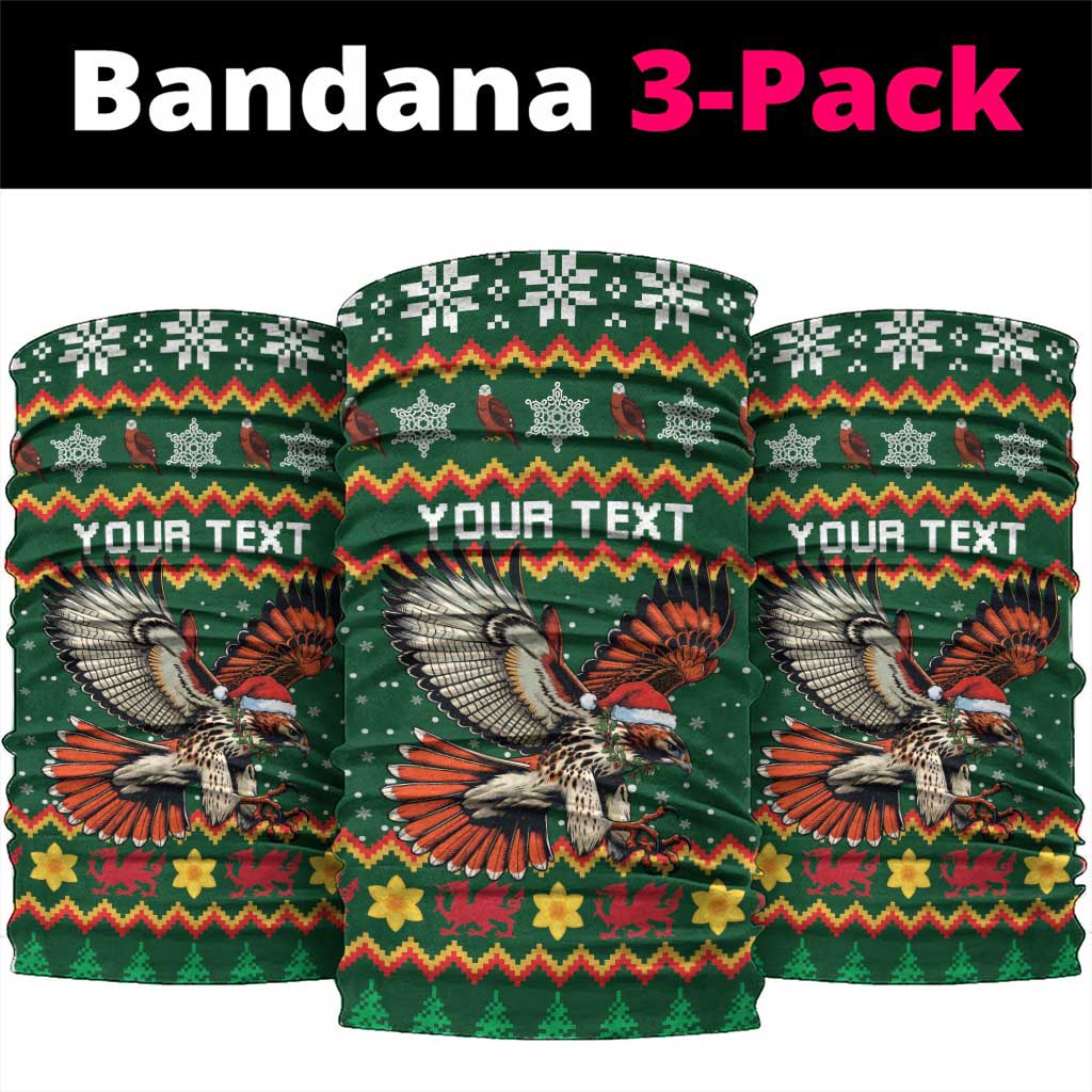 Personalized Radnorshire Wales Christmas Neck Gaiter Red-Tailed Hawk Design - Wonder Print Shop