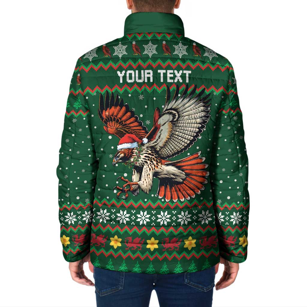 Personalized Radnorshire Wales Christmas Padded Jacket Red-Tailed Hawk Design - Wonder Print Shop