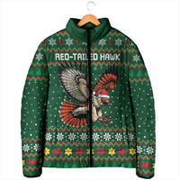 Personalized Radnorshire Wales Christmas Padded Jacket Red-Tailed Hawk Design - Wonder Print Shop