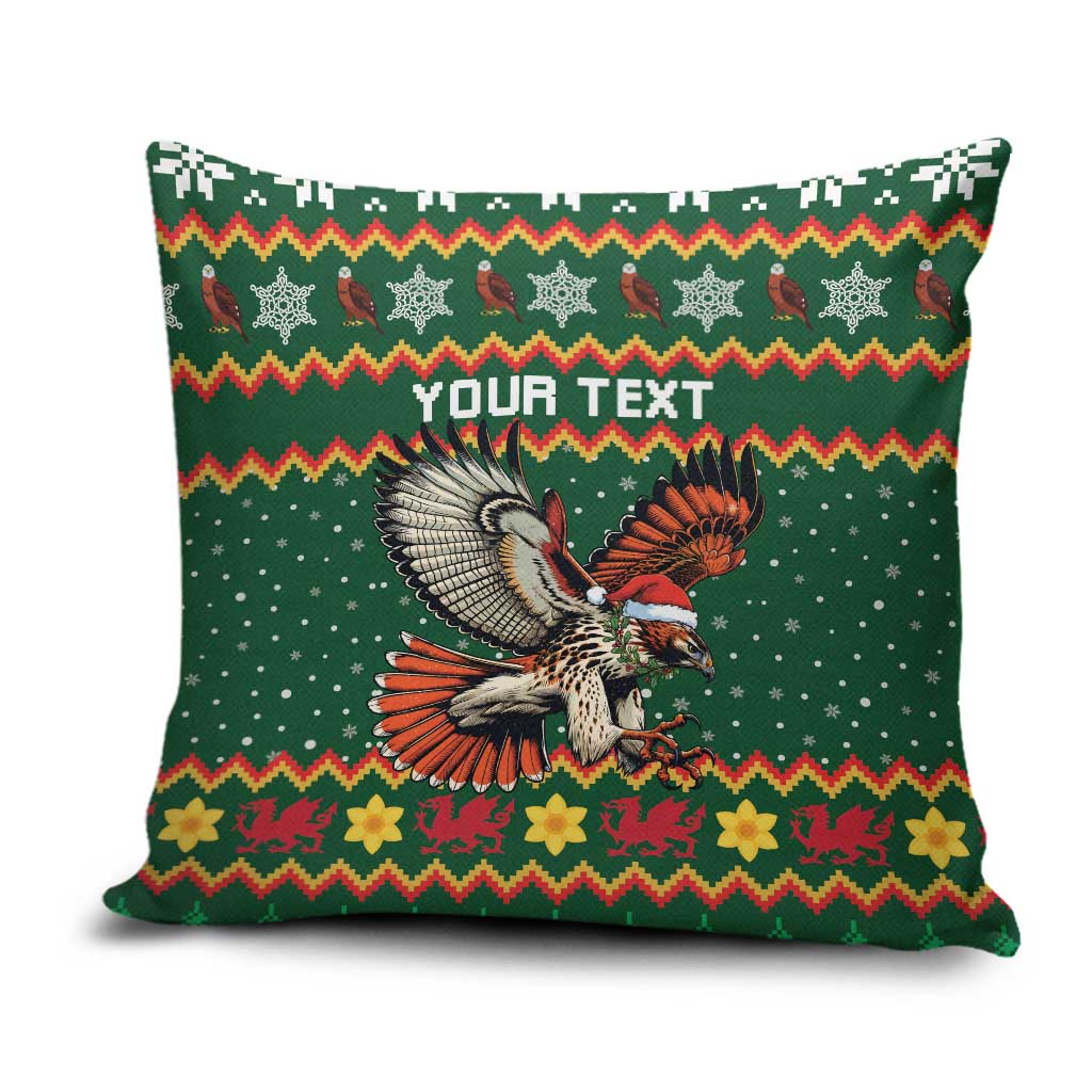 Personalized Radnorshire Wales Christmas Pillow Cover Red-Tailed Hawk Design - Wonder Print Shop