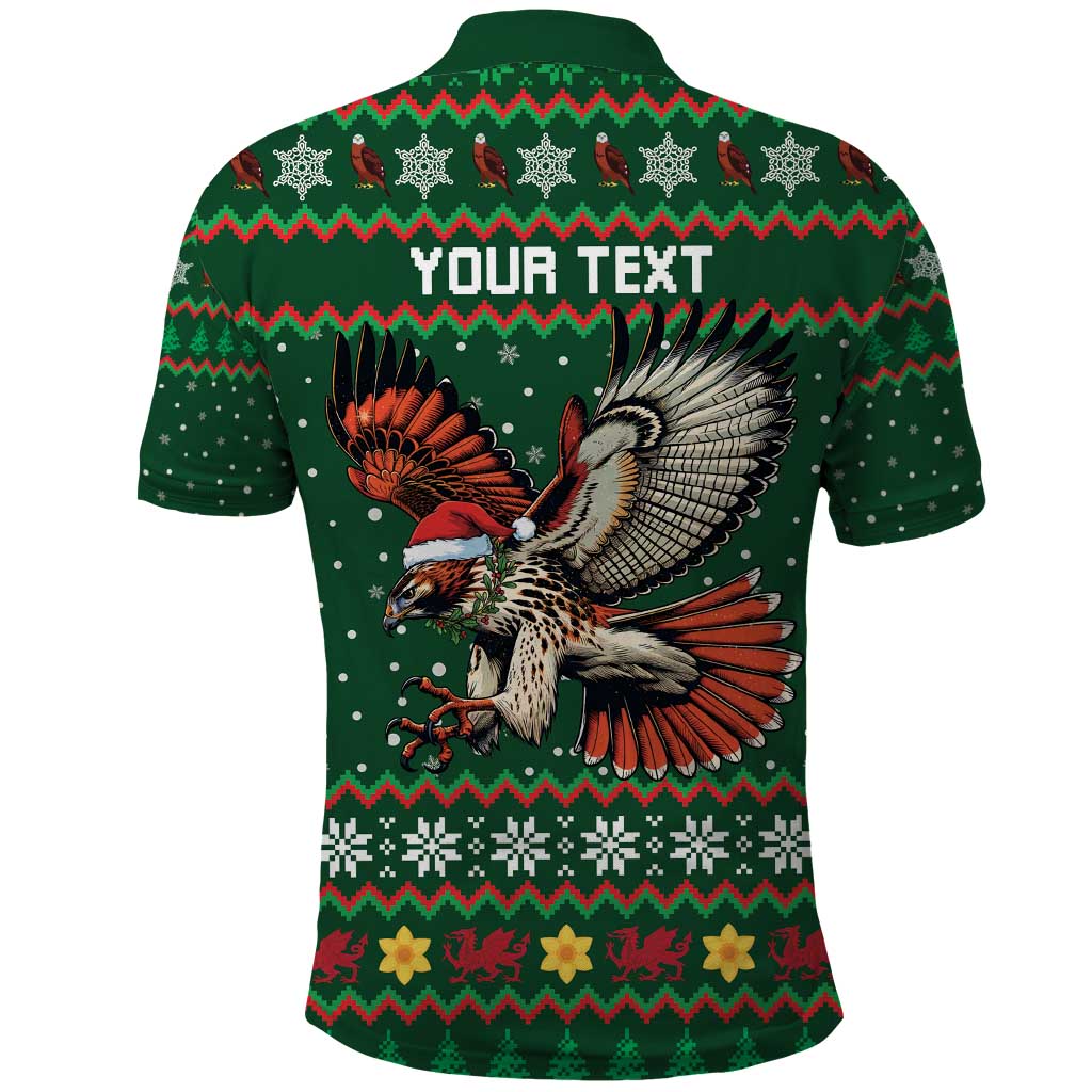 Personalized Radnorshire Wales Christmas Polo Shirt Red-Tailed Hawk Design - Wonder Print Shop