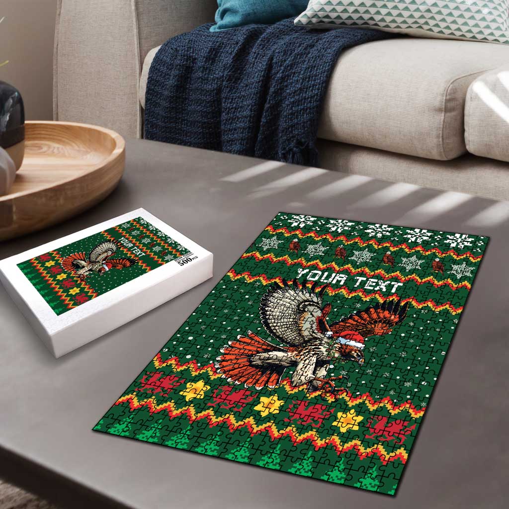 Personalized Radnorshire Wales Christmas Puzzle Red-Tailed Hawk Design - Wonder Print Shop