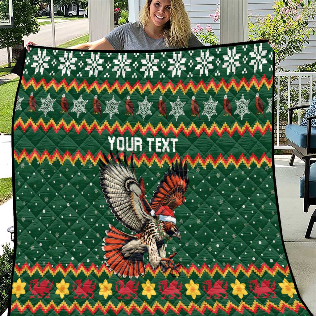 Personalized Radnorshire Wales Christmas Quilt Red-Tailed Hawk Design - Wonder Print Shop