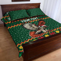Personalized Radnorshire Wales Christmas Quilt Bed Set Red-Tailed Hawk Design - Wonder Print Shop