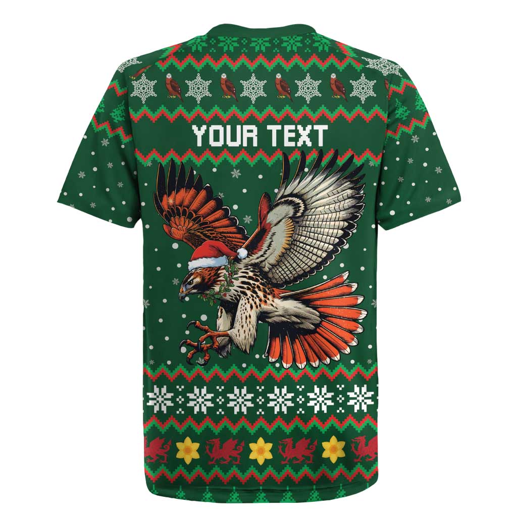 Personalized Radnorshire Wales Christmas Rugby Jersey Red-Tailed Hawk Design - Wonder Print Shop