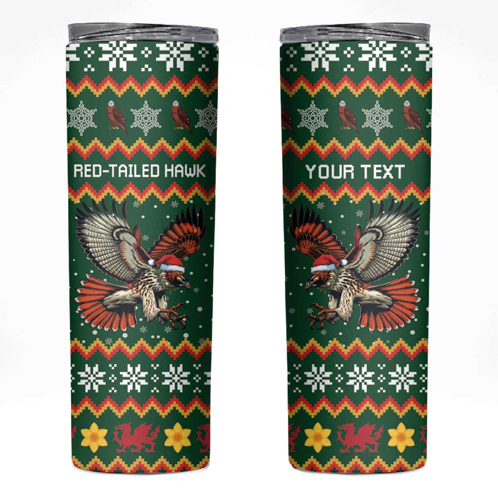 Personalized Radnorshire Wales Christmas Skinny Tumbler Red-Tailed Hawk Design - Wonder Print Shop