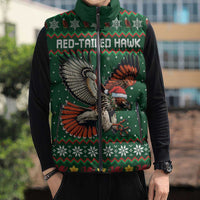 Personalized Radnorshire Wales Christmas Sleeveless Puffer Jacket Red-Tailed Hawk Design - Wonder Print Shop