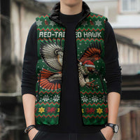 Personalized Radnorshire Wales Christmas Sleeveless Puffer Jacket Red-Tailed Hawk Design - Wonder Print Shop