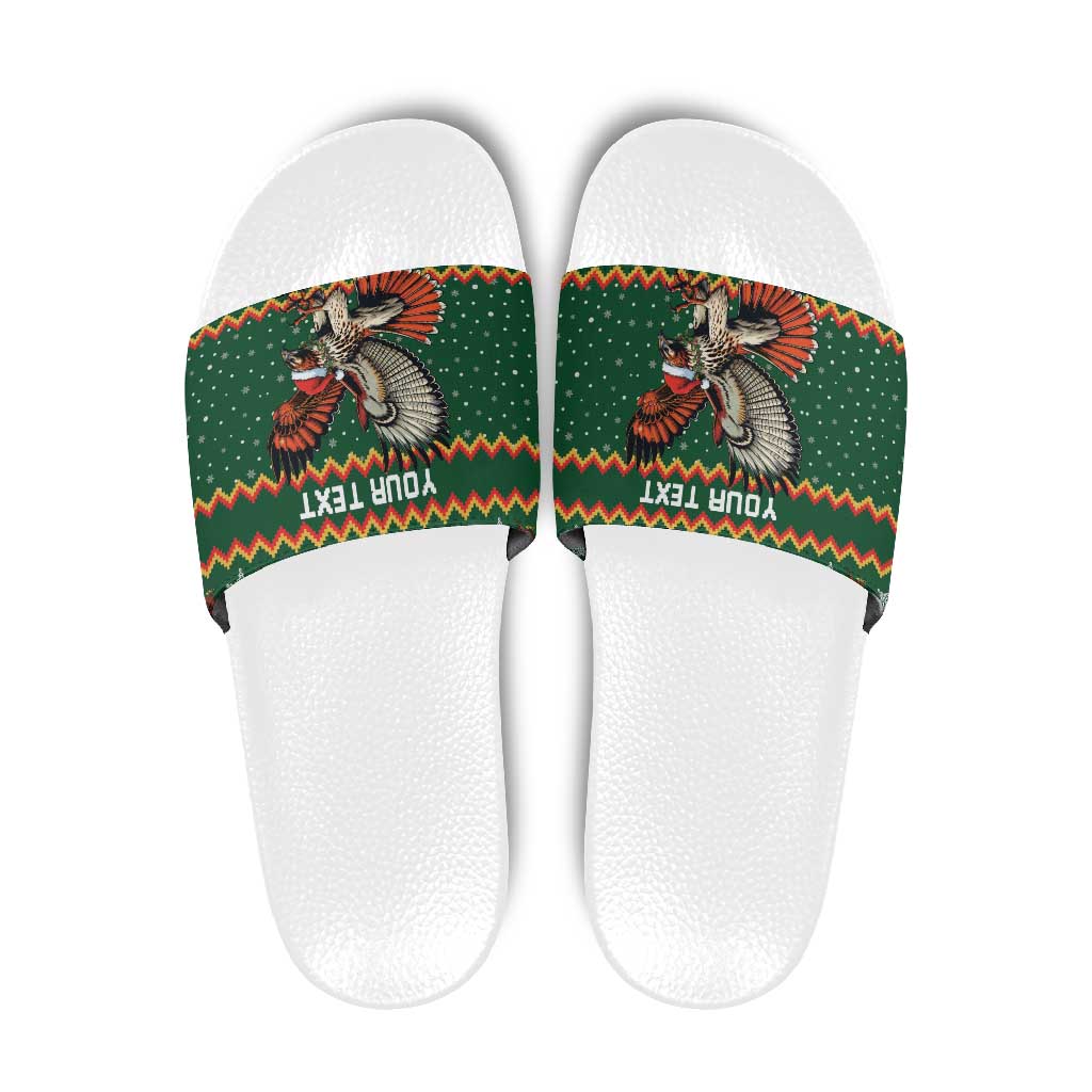 Personalized Radnorshire Wales Christmas Slide Sandals Red-Tailed Hawk Design - Wonder Print Shop