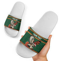 Personalized Radnorshire Wales Christmas Slide Sandals Red-Tailed Hawk Design - Wonder Print Shop