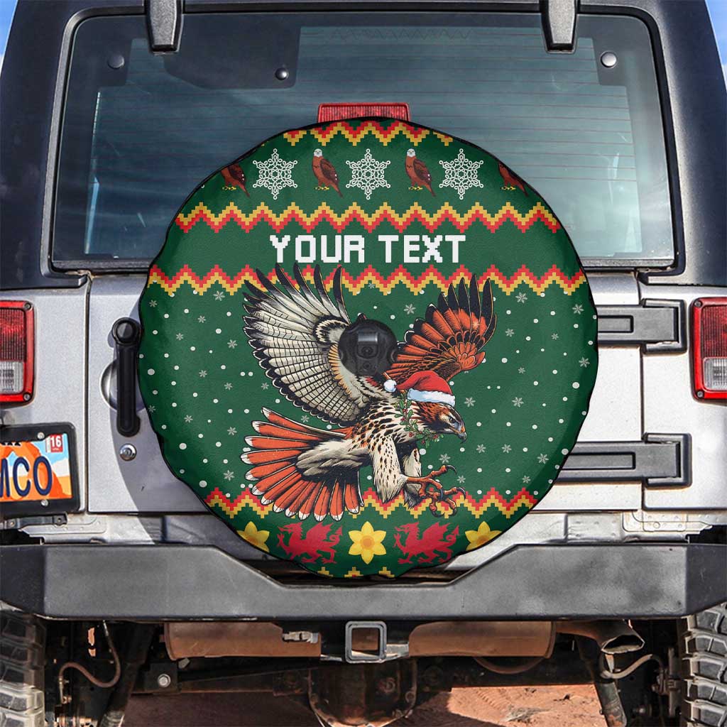 Personalized Radnorshire Wales Christmas Spare Tire Cover Red-Tailed Hawk Design - Wonder Print Shop