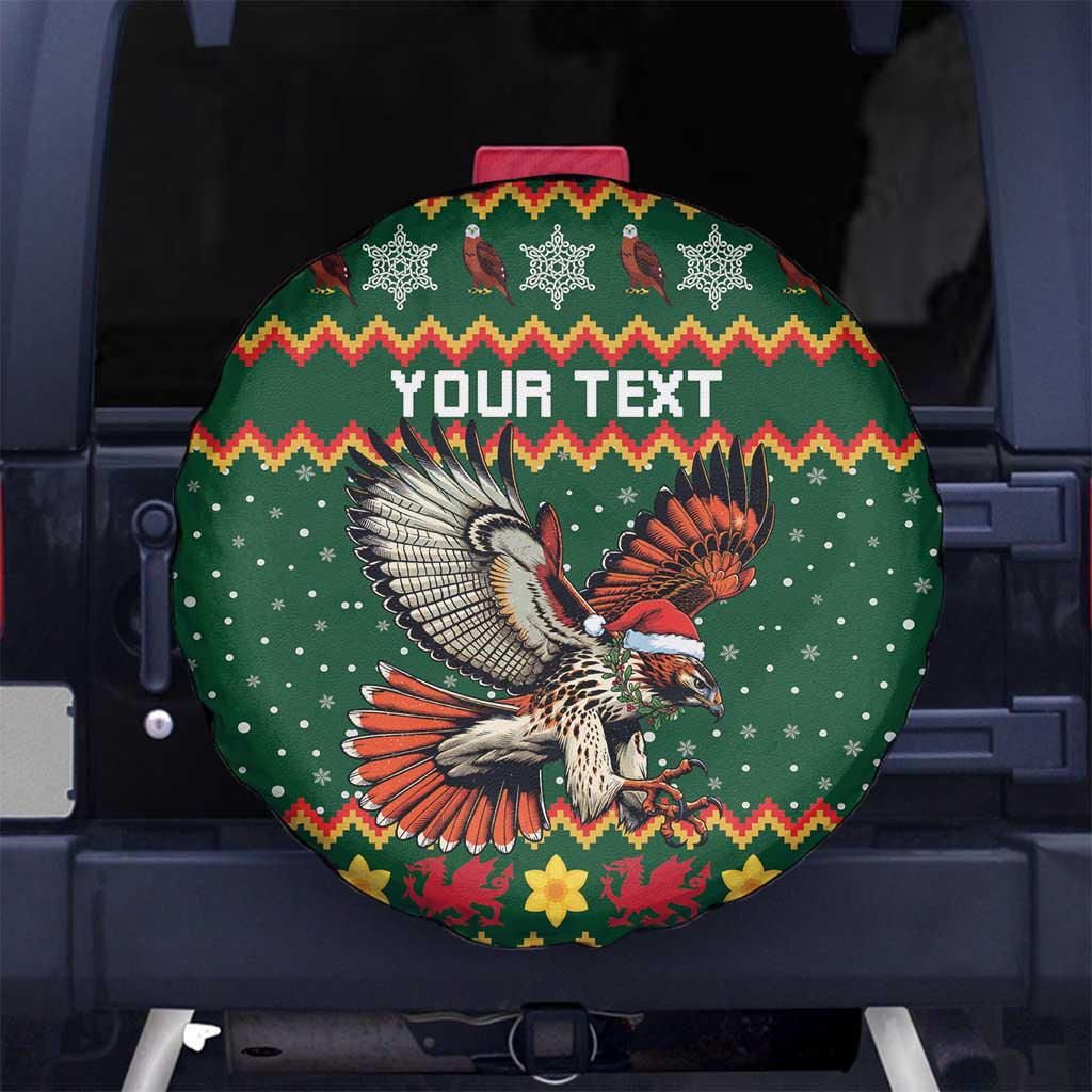 Personalized Radnorshire Wales Christmas Spare Tire Cover Red-Tailed Hawk Design - Wonder Print Shop