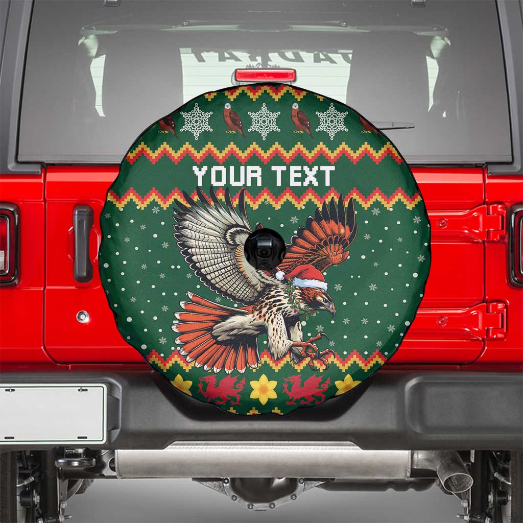 Personalized Radnorshire Wales Christmas Spare Tire Cover Red-Tailed Hawk Design - Wonder Print Shop