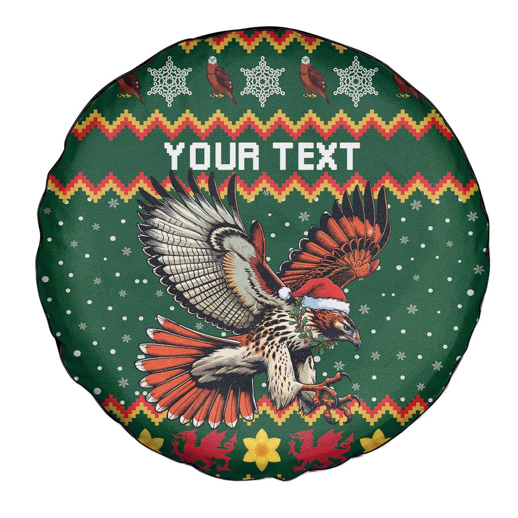 Personalized Radnorshire Wales Christmas Spare Tire Cover Red-Tailed Hawk Design - Wonder Print Shop