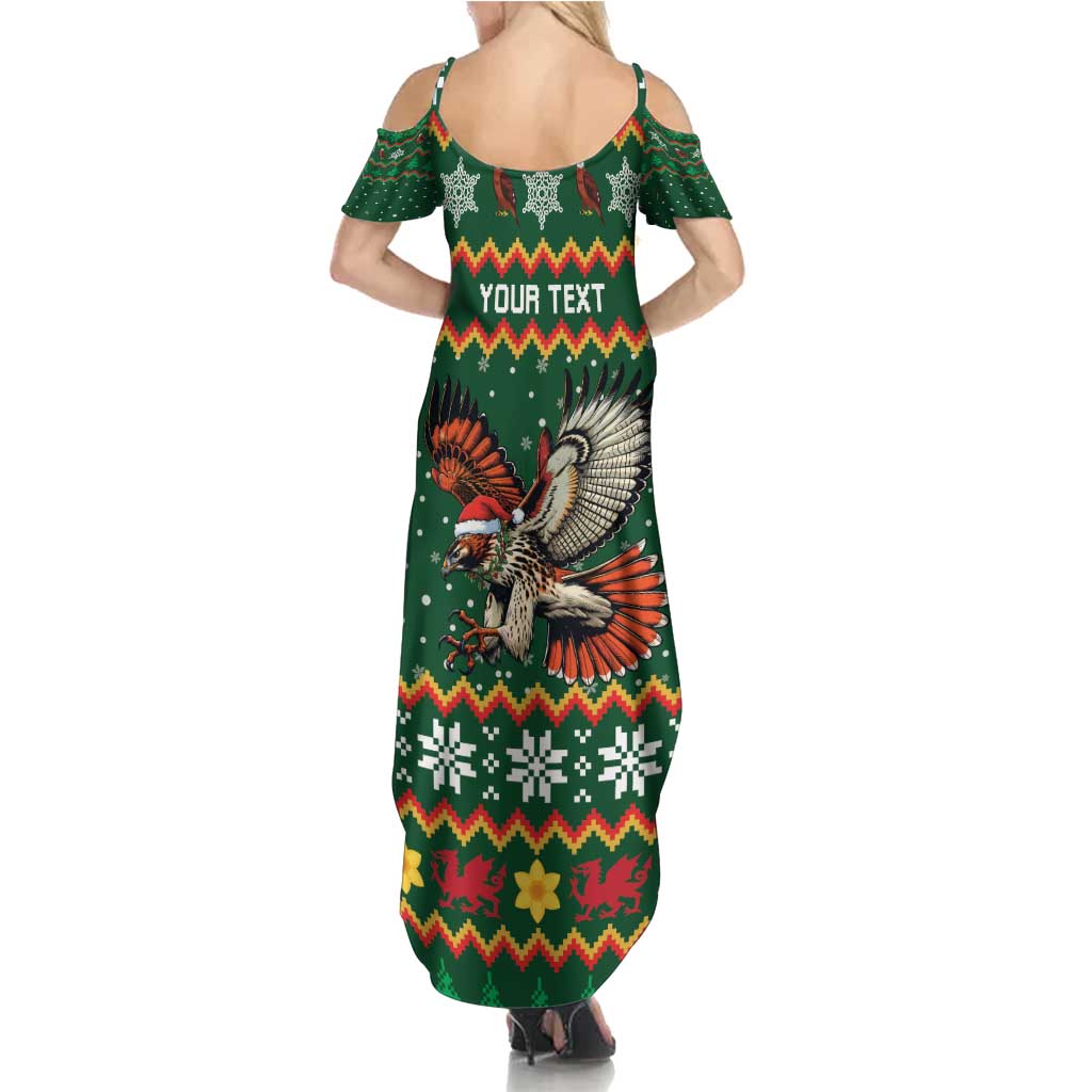 Personalized Radnorshire Wales Christmas Summer Maxi Dress Red-Tailed Hawk Design - Wonder Print Shop
