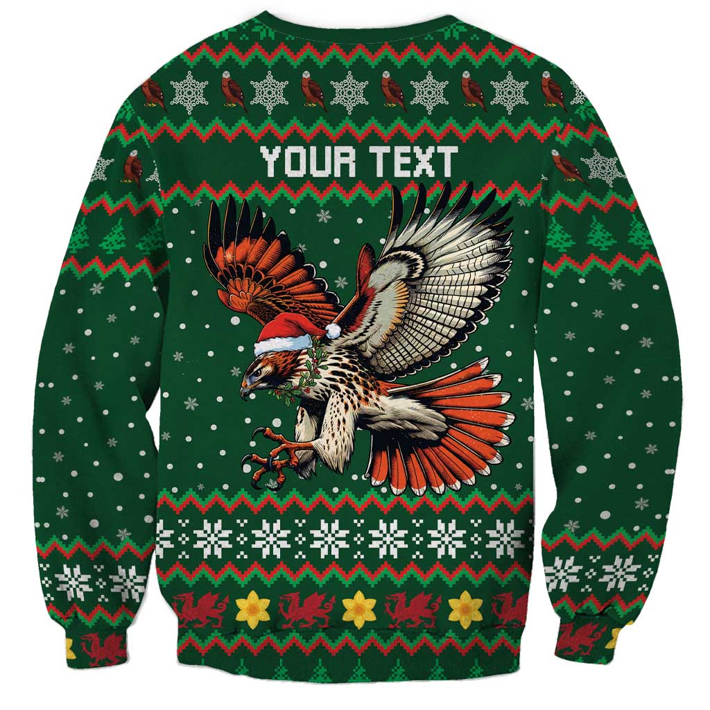 Personalized Radnorshire Wales Christmas Sweatshirt Red-Tailed Hawk Design - Wonder Print Shop