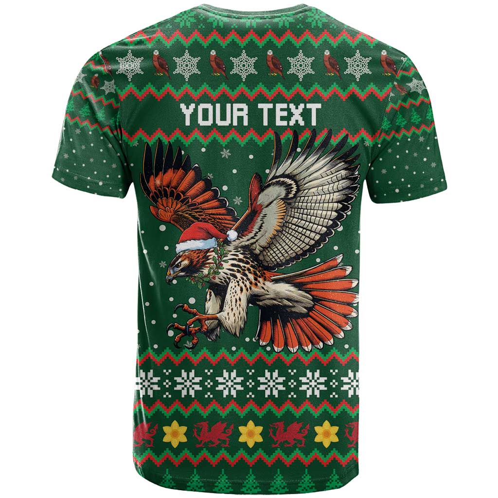 Personalized Radnorshire Wales Christmas T Shirt Red-Tailed Hawk Design - Wonder Print Shop