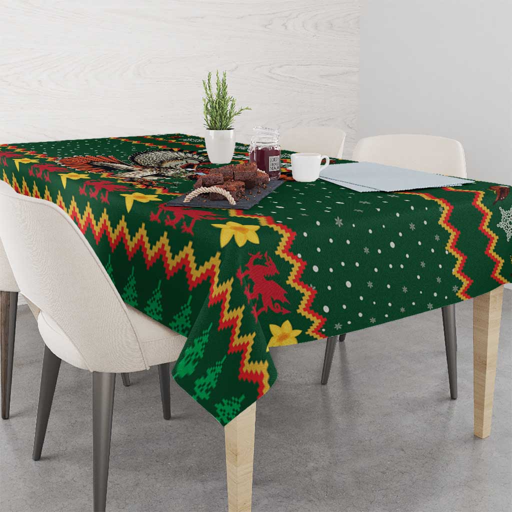 Personalized Radnorshire Wales Christmas Tablecloth Red-Tailed Hawk Design - Wonder Print Shop