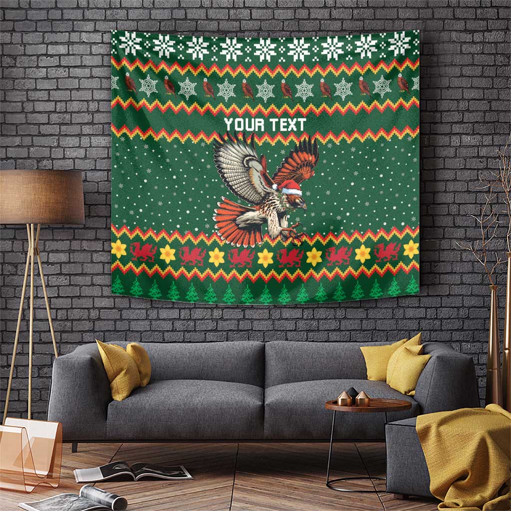 Personalized Radnorshire Wales Christmas Tapestry Red-Tailed Hawk Design - Wonder Print Shop