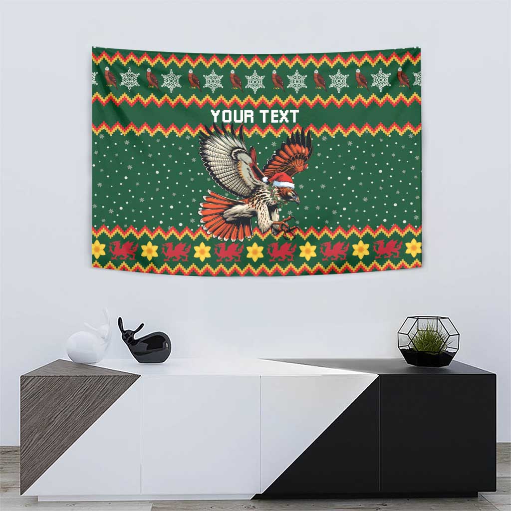 Personalized Radnorshire Wales Christmas Tapestry Red-Tailed Hawk Design - Wonder Print Shop
