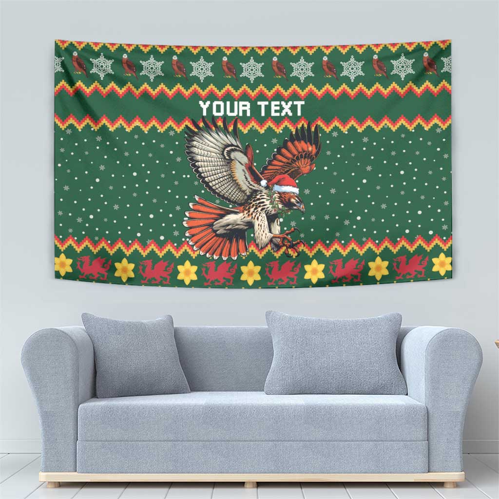 Personalized Radnorshire Wales Christmas Tapestry Red-Tailed Hawk Design - Wonder Print Shop
