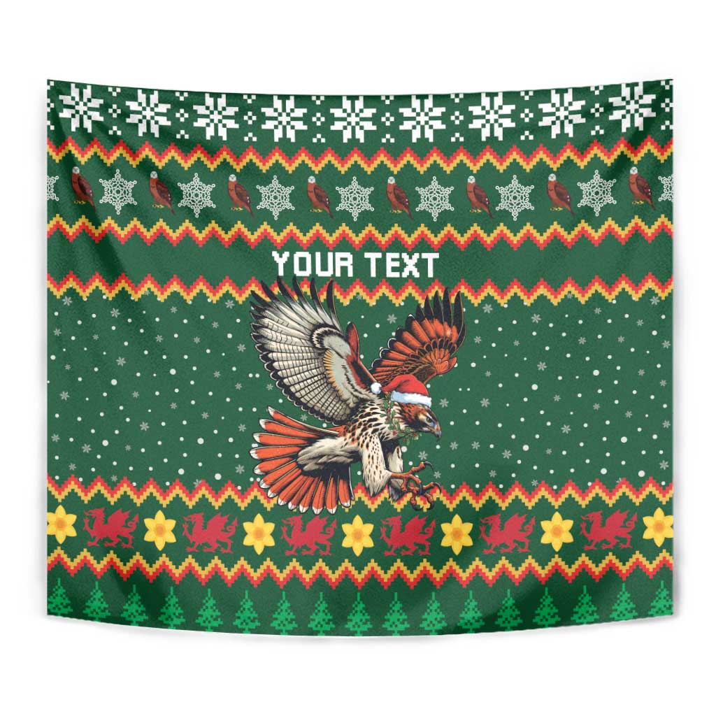 Personalized Radnorshire Wales Christmas Tapestry Red-Tailed Hawk Design - Wonder Print Shop