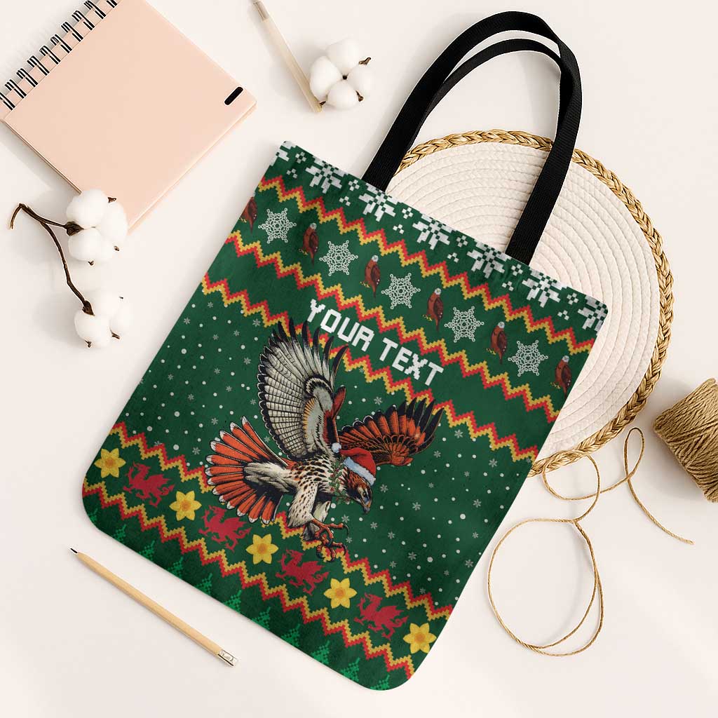 Personalized Radnorshire Wales Christmas Tote Bag Red-Tailed Hawk Design - Wonder Print Shop
