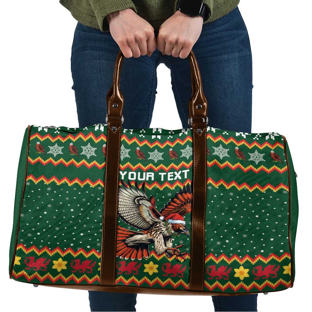 Personalized Radnorshire Wales Christmas Travel Bag Red-Tailed Hawk Design - Wonder Print Shop