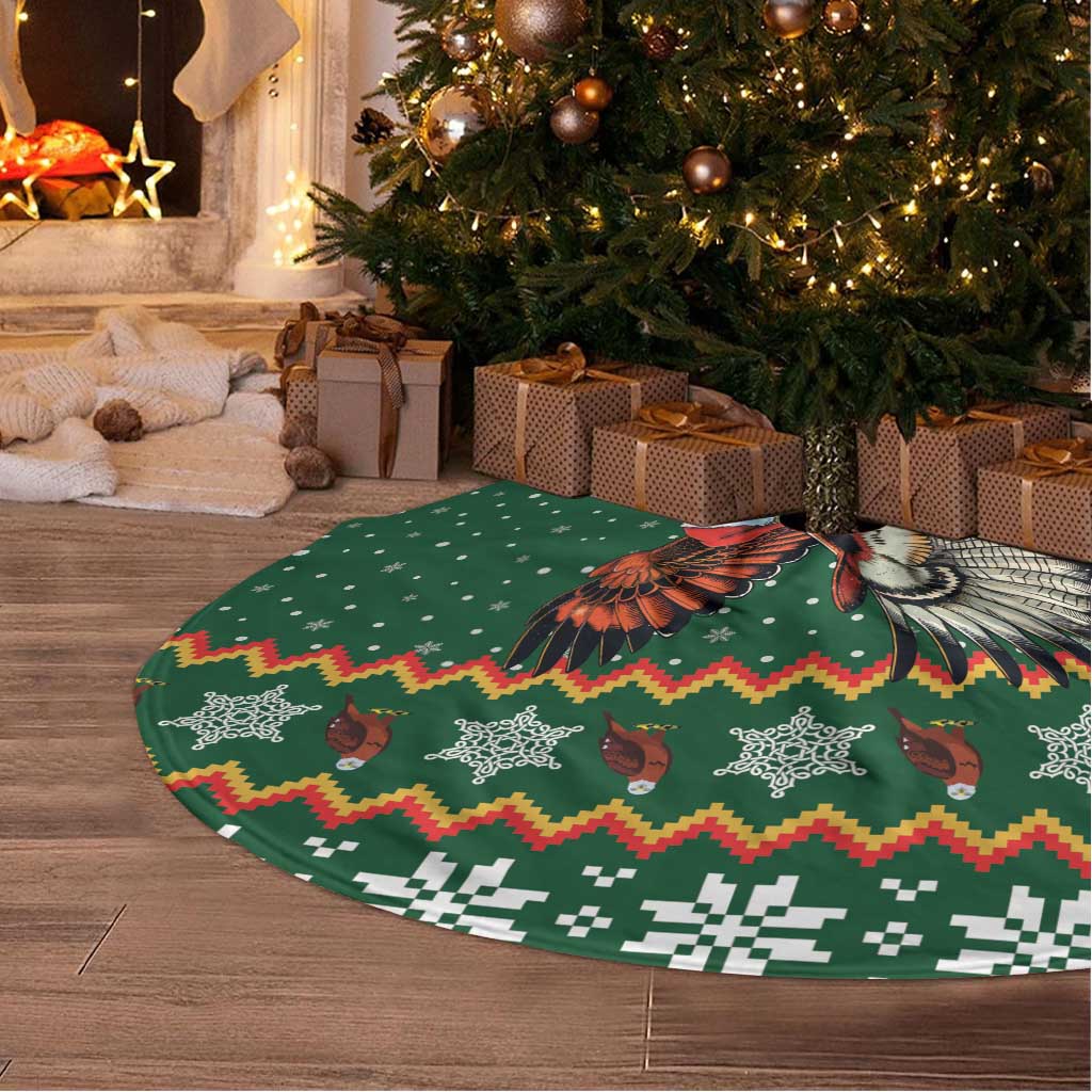 Personalized Radnorshire Wales Christmas Tree Skirt Red-Tailed Hawk Design - Wonder Print Shop