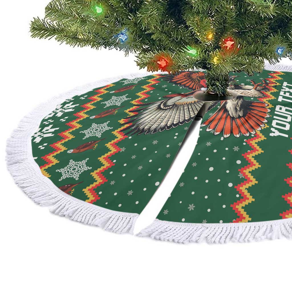 Personalized Radnorshire Wales Christmas Tree Skirt Red-Tailed Hawk Design - Wonder Print Shop
