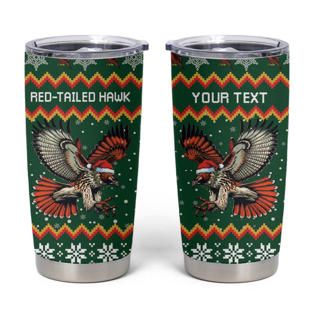 Personalized Radnorshire Wales Christmas Tumbler Cup Red-Tailed Hawk Design - Wonder Print Shop