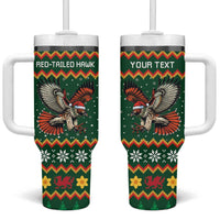 Personalized Radnorshire Wales Christmas Tumbler With Handle Red-Tailed Hawk Design - Wonder Print Shop