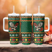 Personalized Radnorshire Wales Christmas Tumbler With Handle Red-Tailed Hawk Design - Wonder Print Shop