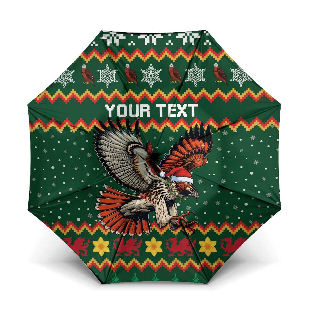 Personalized Radnorshire Wales Christmas Umbrella Red-Tailed Hawk Design - Wonder Print Shop