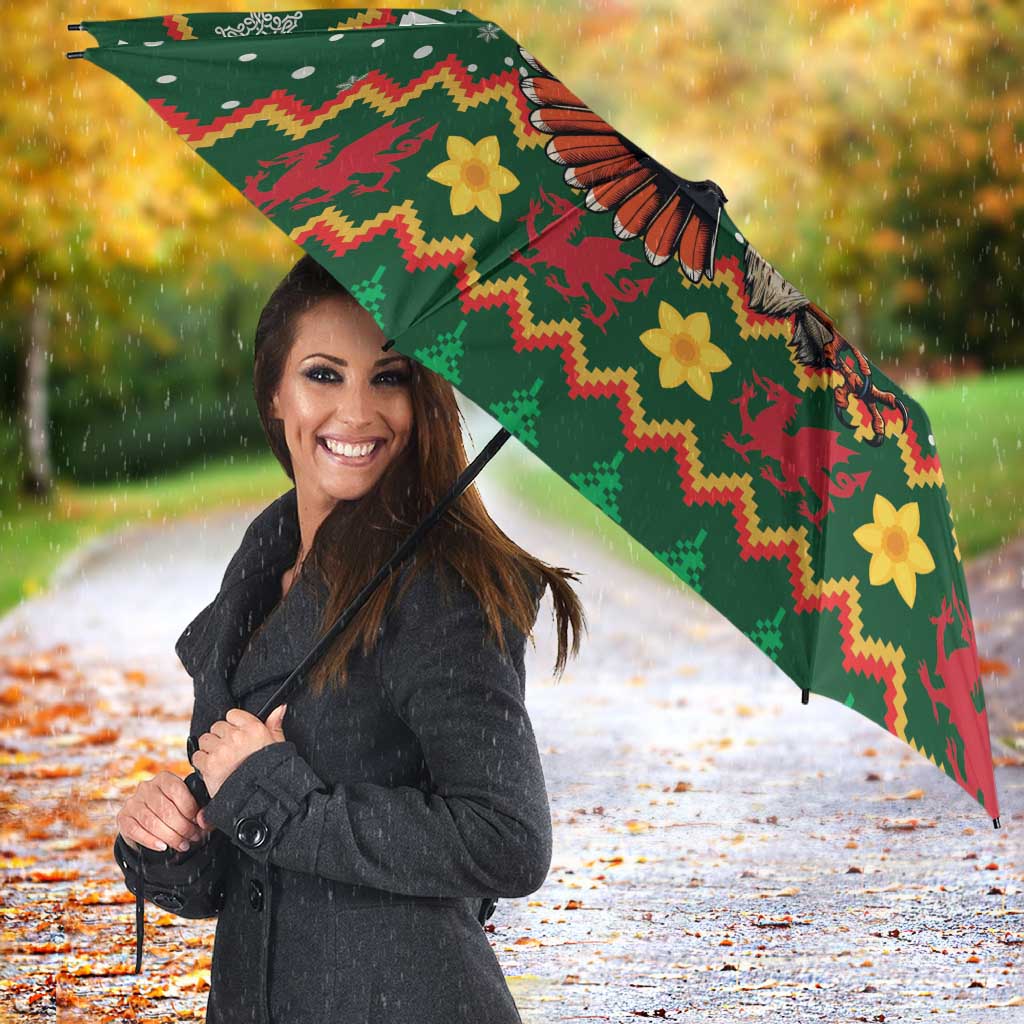 Personalized Radnorshire Wales Christmas Umbrella Red-Tailed Hawk Design - Wonder Print Shop