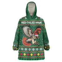 Personalized Radnorshire Wales Christmas Wearable Blanket Hoodie Red-Tailed Hawk Design - Wonder Print Shop