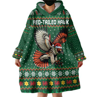 Personalized Radnorshire Wales Christmas Wearable Blanket Hoodie Red-Tailed Hawk Design - Wonder Print Shop