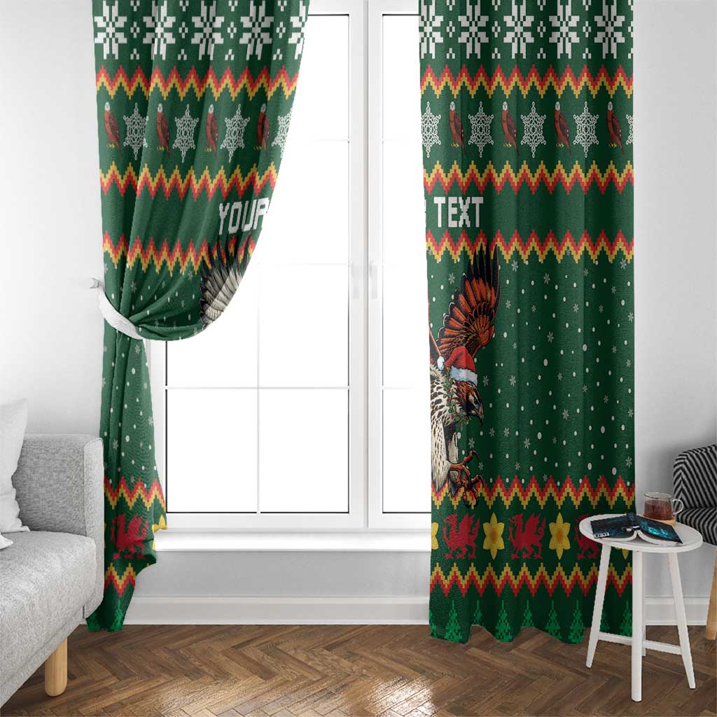 Personalized Radnorshire Wales Christmas Window Curtain Red-Tailed Hawk Design - Wonder Print Shop